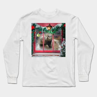 Ferrets The Night Before Christmas - Ferret art design Long Sleeve T-Shirt